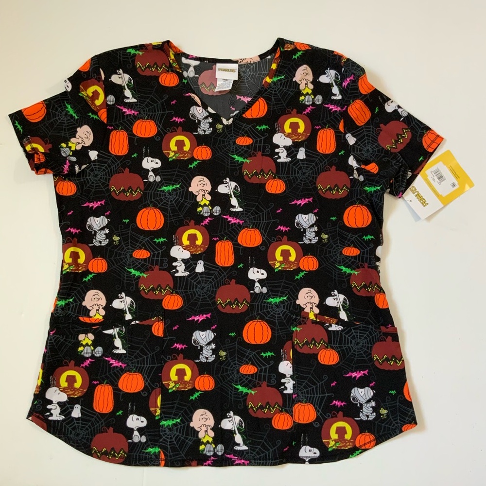 Peanuts Black and Orange Halloween Scrubs
